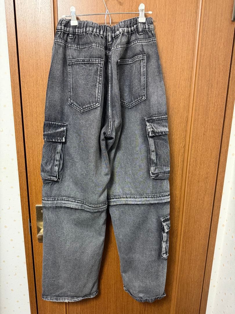 A'GEM 9 LOVE KILLER スタッズ デニムカーゴパンツ ワイド