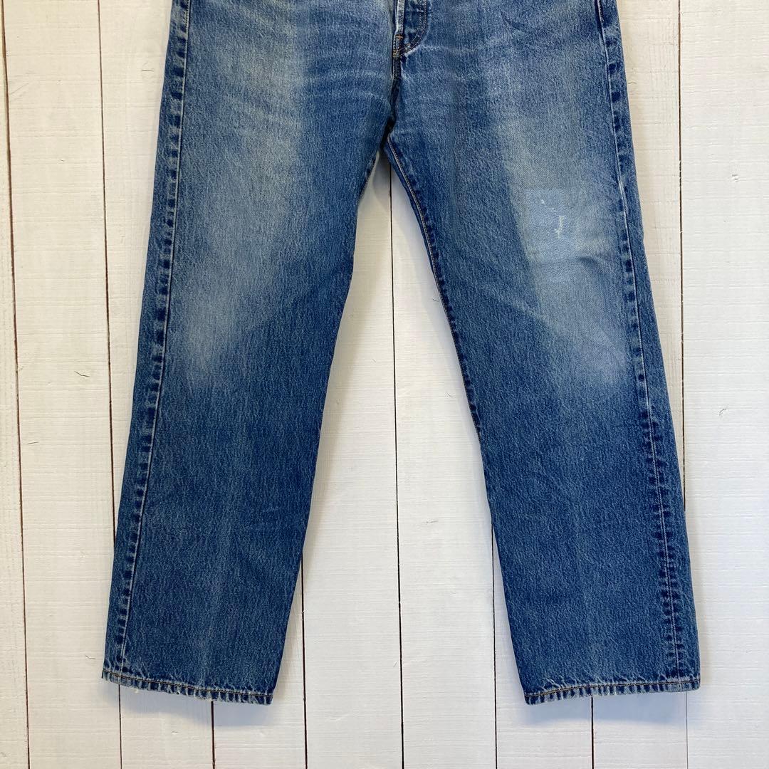 ★送料無料★Levis501★濃紺インディゴ ダメージリペア 鬼ヒゲ★W38