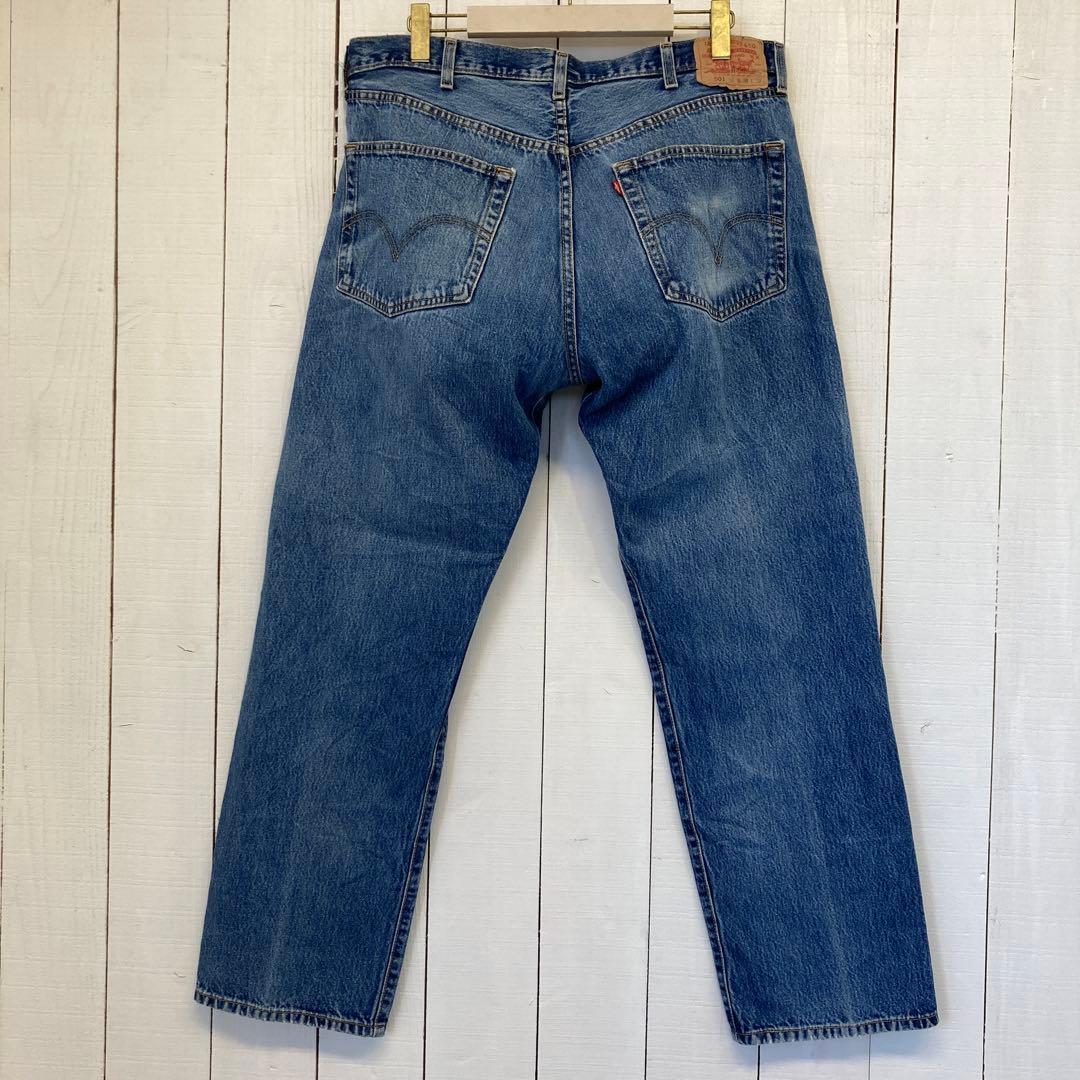 ★送料無料★Levis501★濃紺インディゴ ダメージリペア 鬼ヒゲ★W38