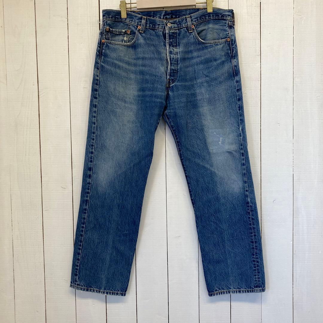 ★送料無料★Levis501★濃紺インディゴ ダメージリペア 鬼ヒゲ★W38