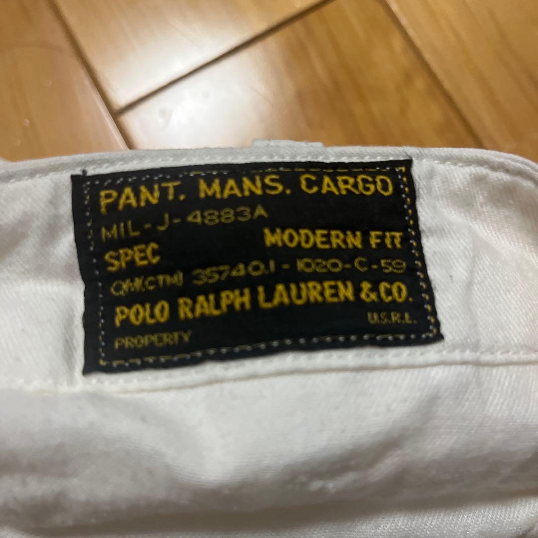 美品00s Ralph Lauren ダブルニー ホワイトミリタリーカーゴパンツ