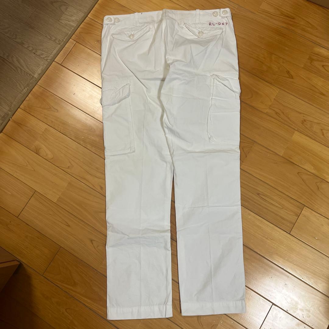 美品00s Ralph Lauren ダブルニー ホワイトミリタリーカーゴパンツ