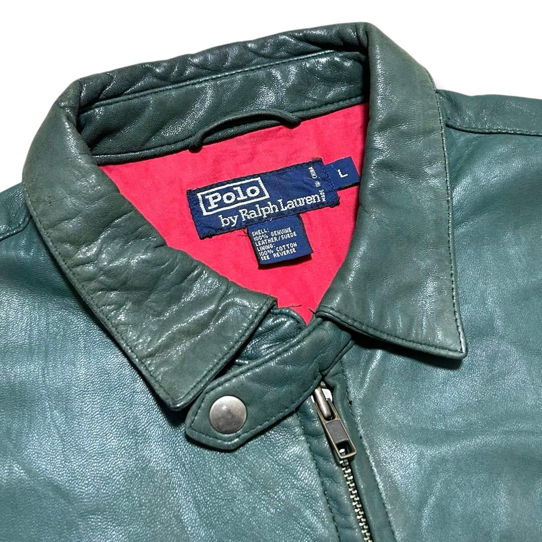 専用！90s ポロバイ ラルフローレン ノーポニー レザージャケット グリーン