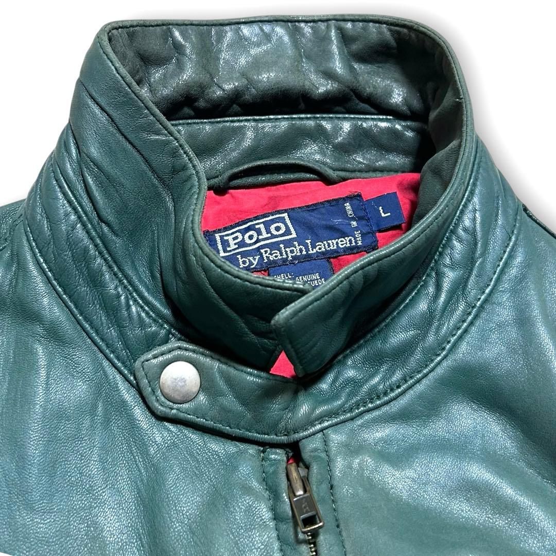 専用！90s ポロバイ ラルフローレン ノーポニー レザージャケット グリーン