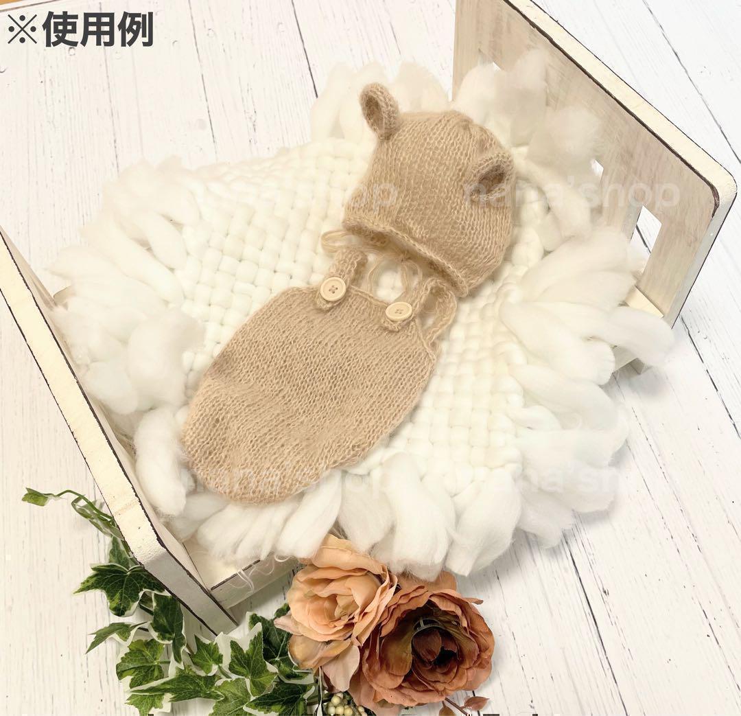 ブラウン♪くま耳帽子とクマオーバーオール ニューボーンフォト撮影衣装 ボンネット