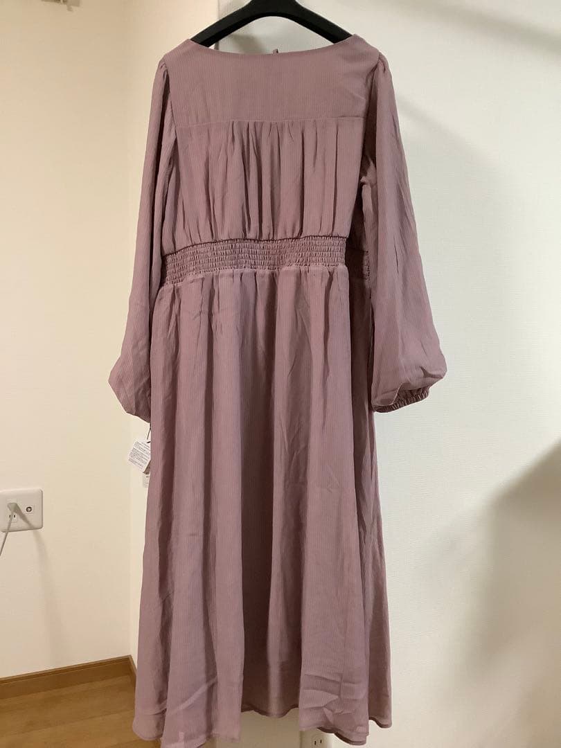 み*様 クレット　未使用ラベル付き　デコルテリボンギャザーワンピース　3L