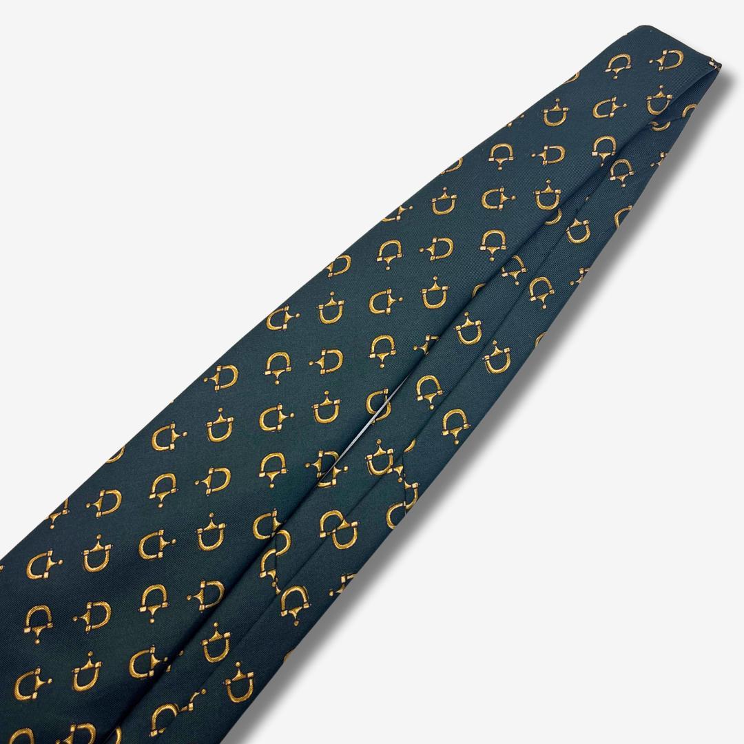 GUCCI シルクネクタイ ホースビット柄 ダークグリーン