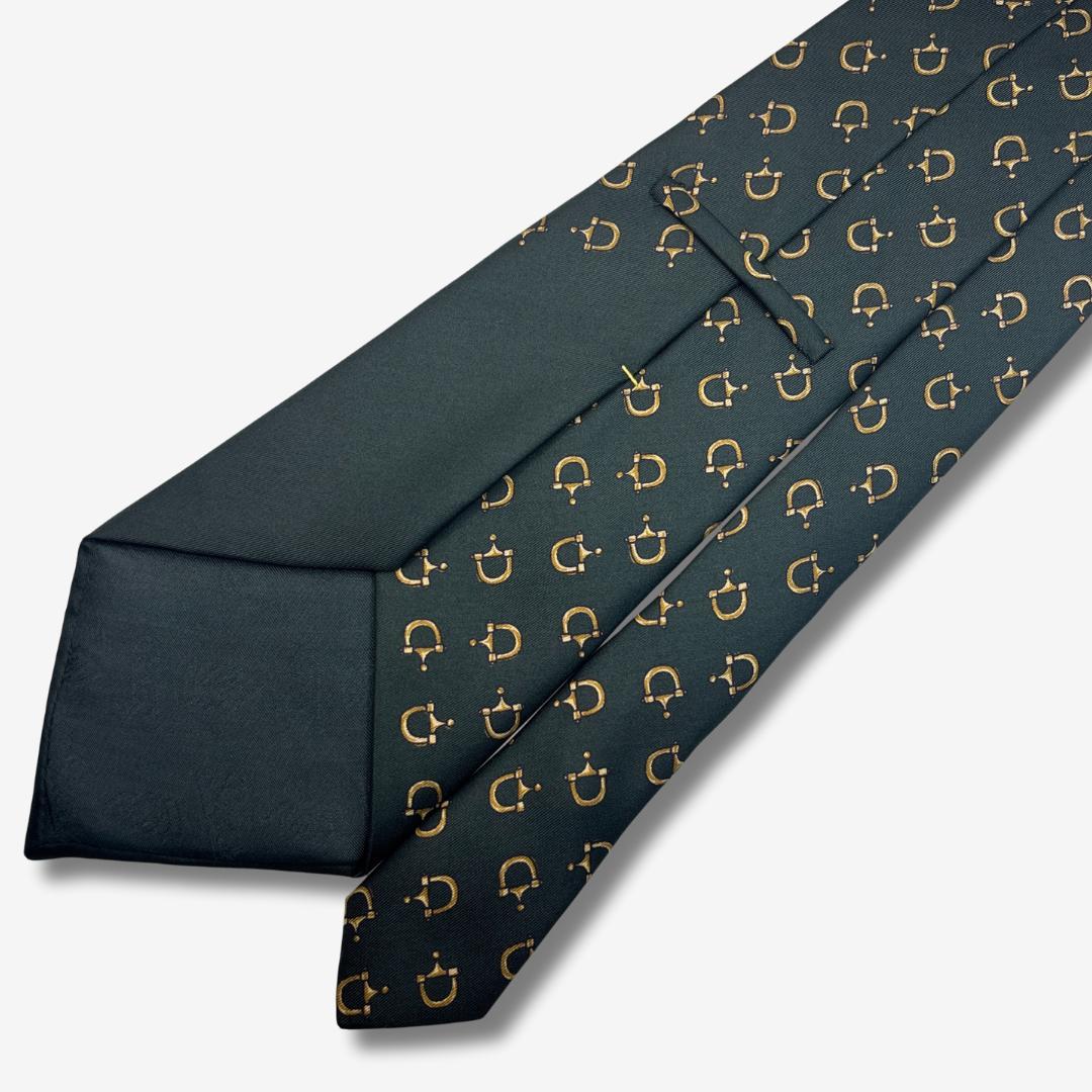 GUCCI シルクネクタイ ホースビット柄 ダークグリーン