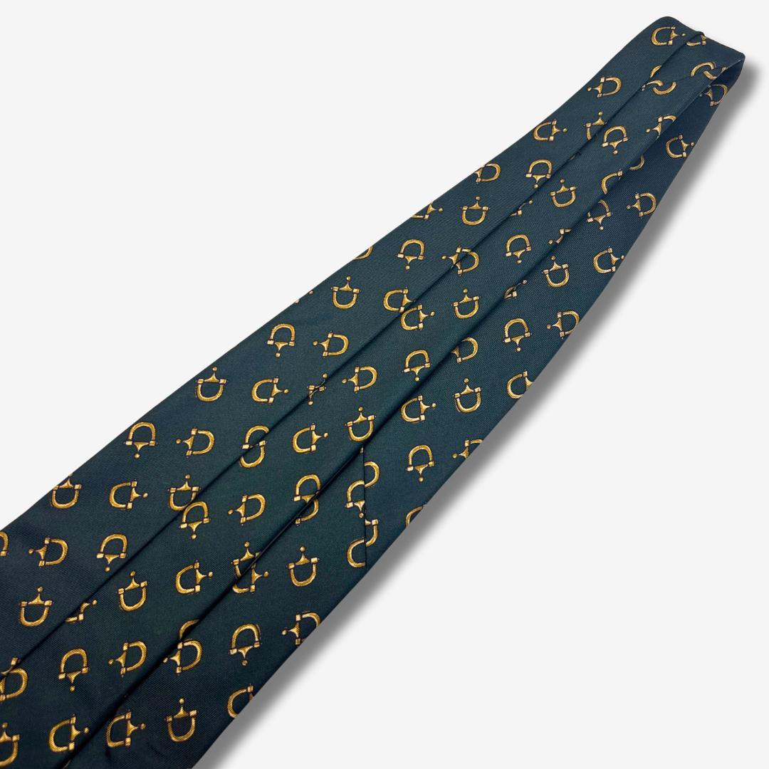 GUCCI シルクネクタイ ホースビット柄 ダークグリーン