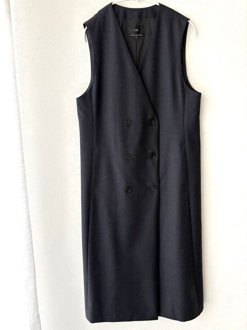新品✨23区 ウーステッドウールツイル ロング ジレ　紺　4万　Mサイズ