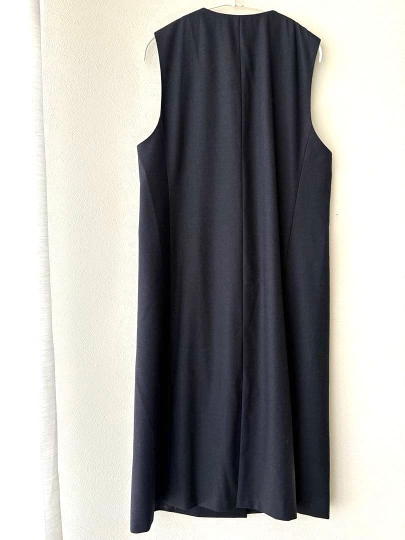 新品✨23区 ウーステッドウールツイル ロング ジレ　紺　4万　Mサイズ