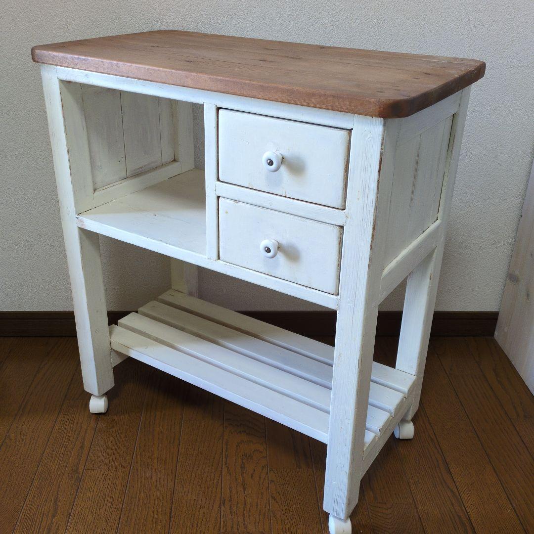 最終価格‼️木製キッチンワゴン ホワイトとブラウン/カントリー/シャビー