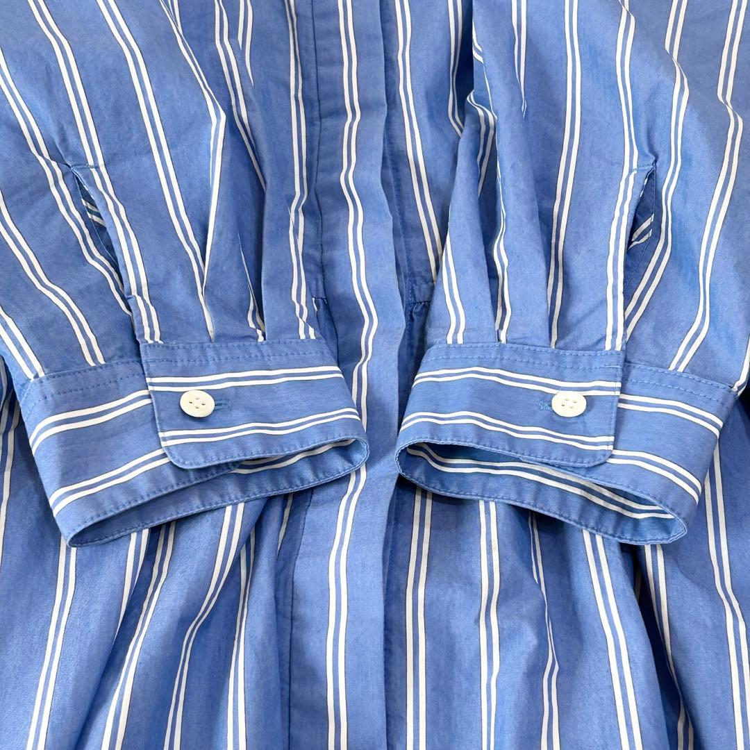 DESIGNWORKS ロングシャツワンピース フレア ベルト付き ブルー