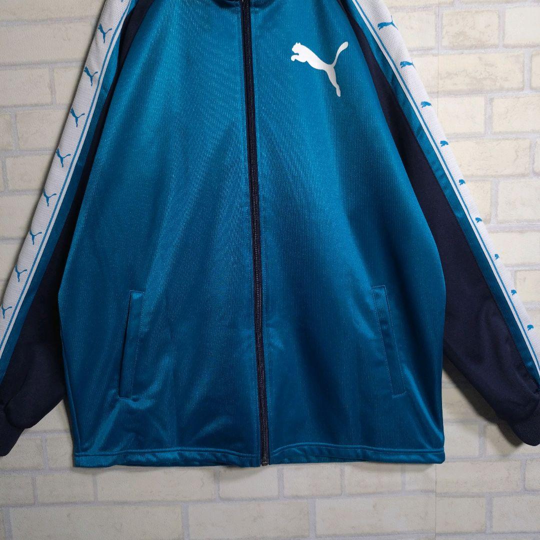 プーマ★PUMA アームロゴ ワンポイント刺繍 セットアップ 上下 青×紺 L