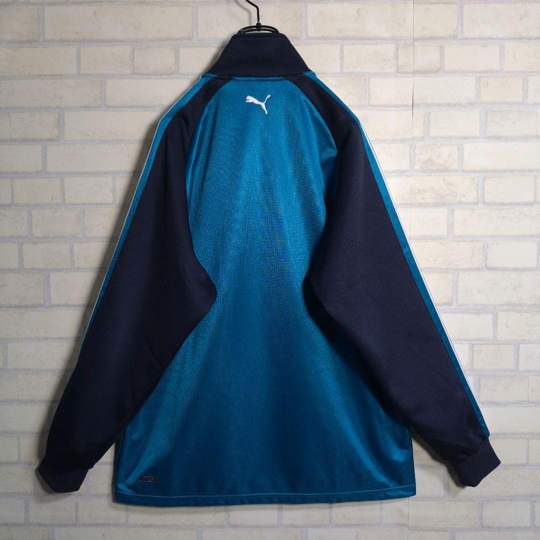 プーマ★PUMA アームロゴ ワンポイント刺繍 セットアップ 上下 青×紺 L