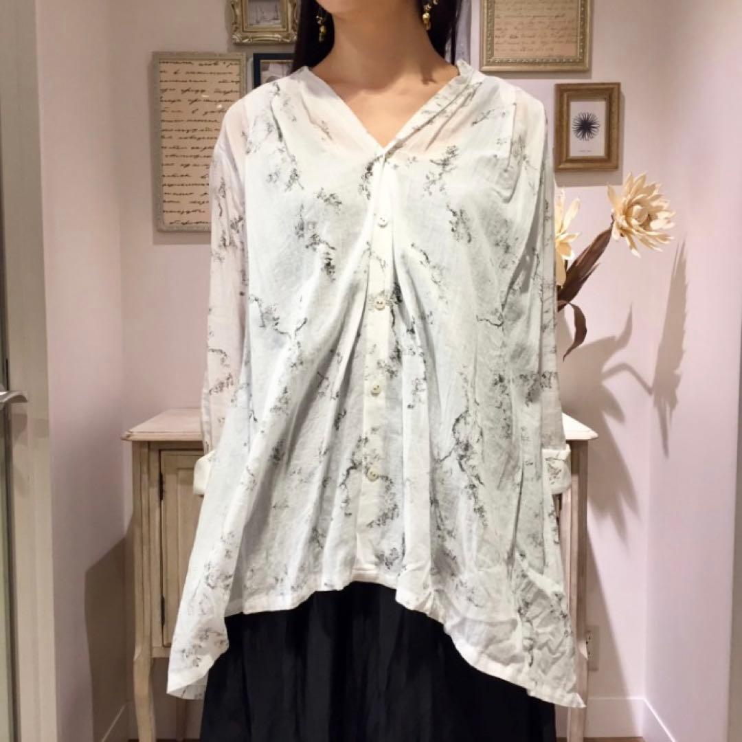 パドカレ pas de calais WABISABIプリントブラウス
