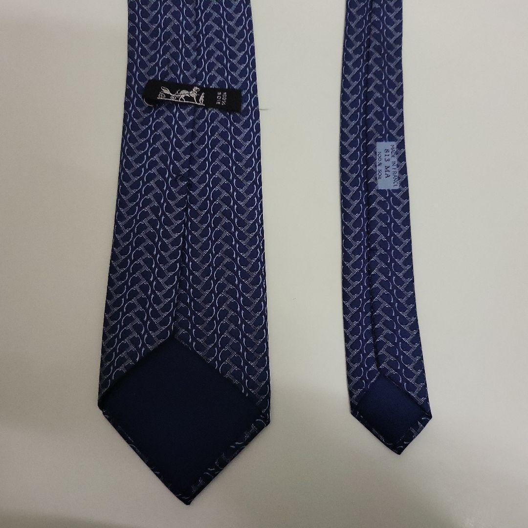 ま*き様 HERMES エルメス ネクタイ 高級シルク 総柄 鎖