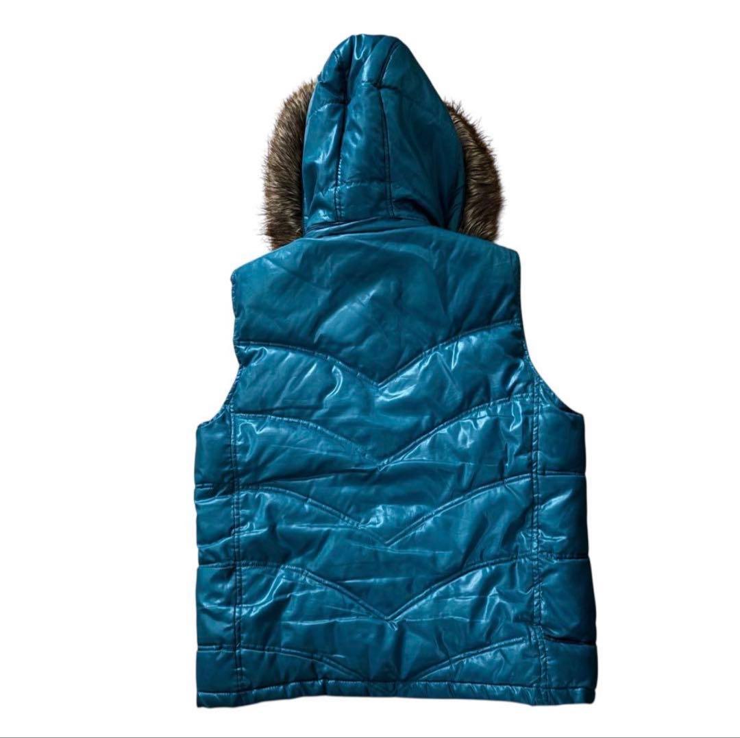 grunge fur down vest y2k お兄系 XL