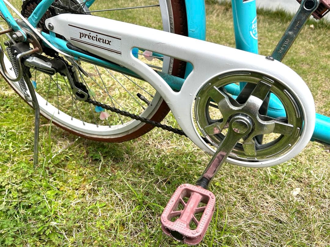 子供用自転車 24インチ（6段変速付き）　アクアブルー ハートデコ
