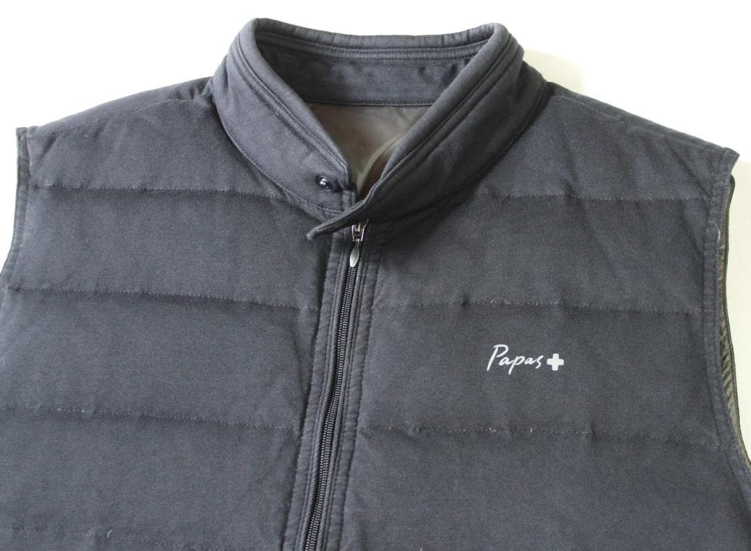 美品6万円超』papas パパスプラス ダウンベスト 英国産ピュアホワイトダウン