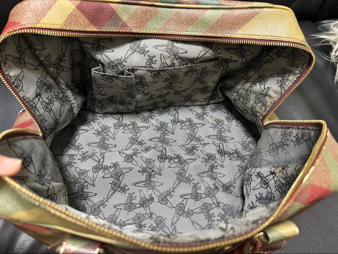 【Vivienne Westwood ヴィヴィアン チェック柄 ボストンバッグ】