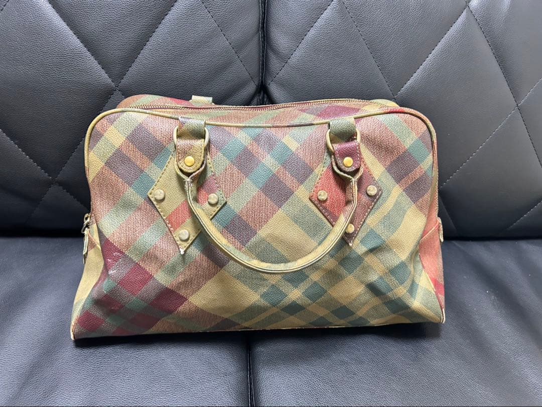 【Vivienne Westwood ヴィヴィアン チェック柄 ボストンバッグ】