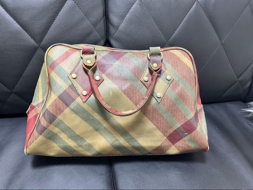 【Vivienne Westwood ヴィヴィアン チェック柄 ボストンバッグ】