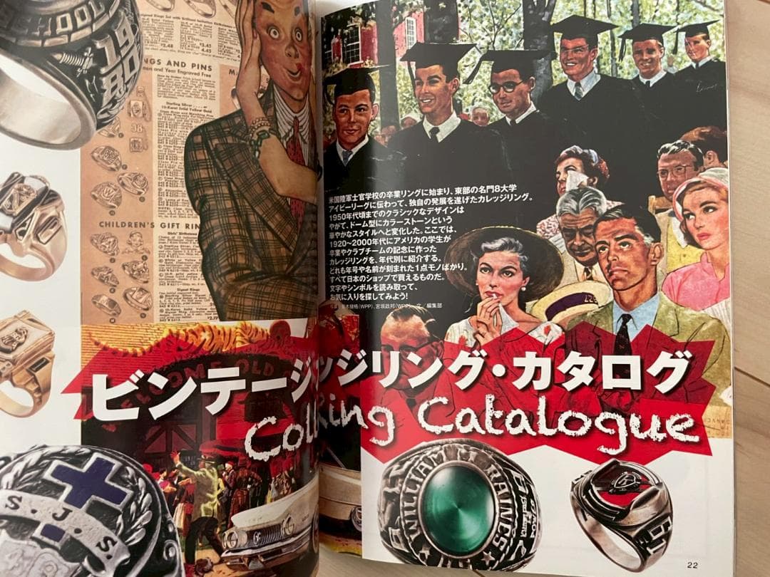 カレッジリング 本　雑誌　ビンテージ　50s アメカジ ロカビリー 10k　掲載