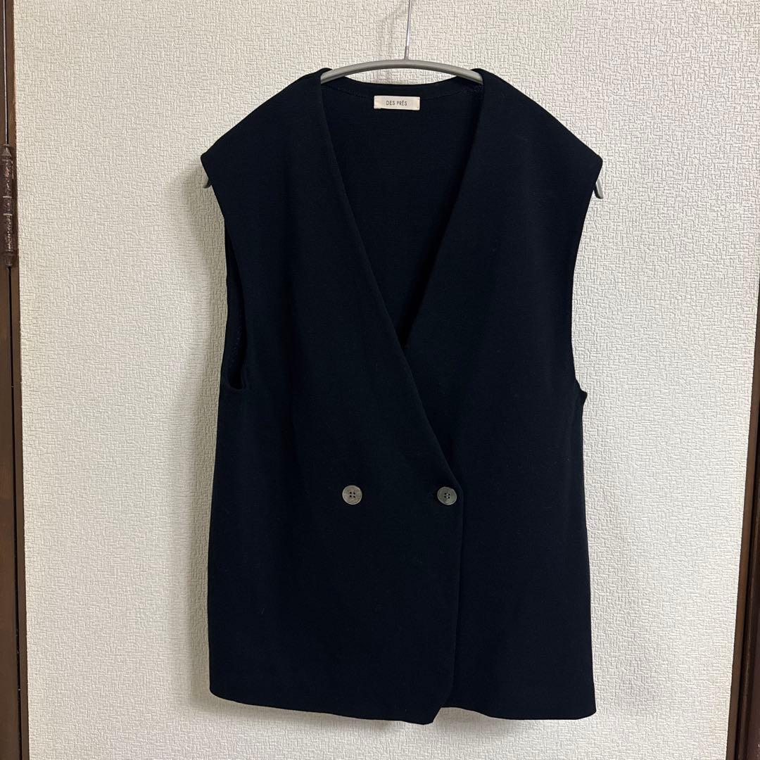 DES PRES コットンシルクミラノリブ Vネックジレ