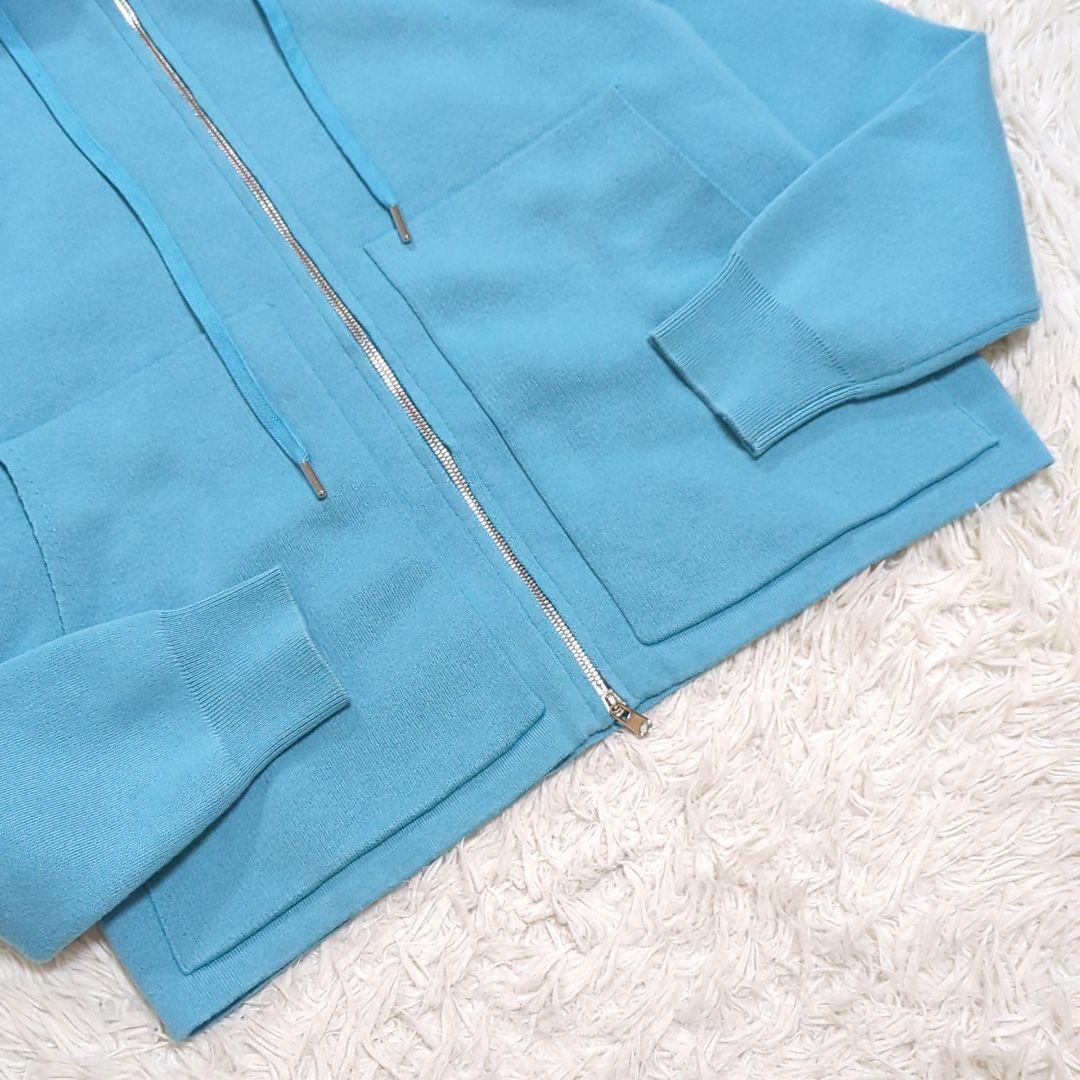 美品 CABAN コットンカシミヤ ジップパーカ ターコイズブルー S