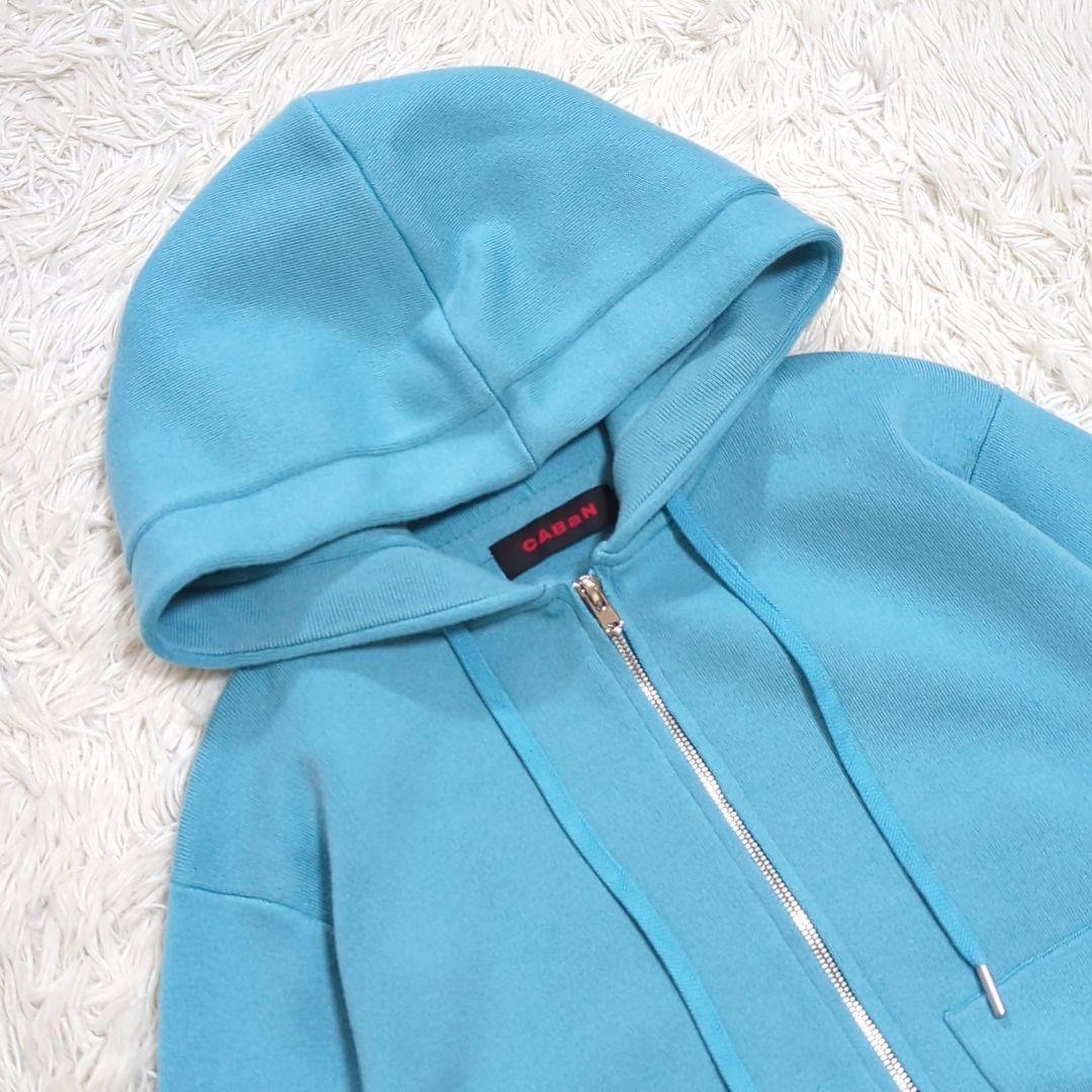 美品 CABAN コットンカシミヤ ジップパーカ ターコイズブルー S