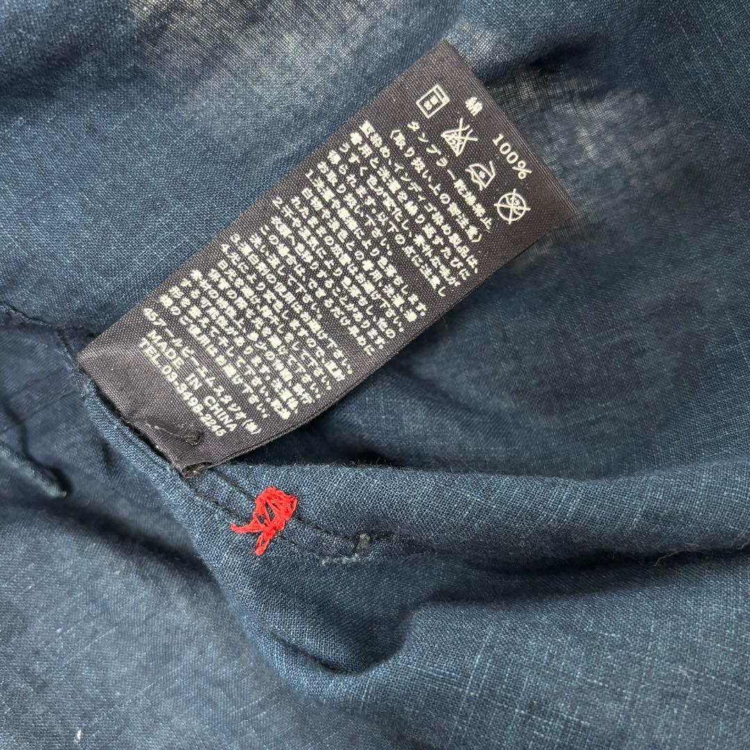 45R タック フリンジ シャツ カットソー インディゴ リボン