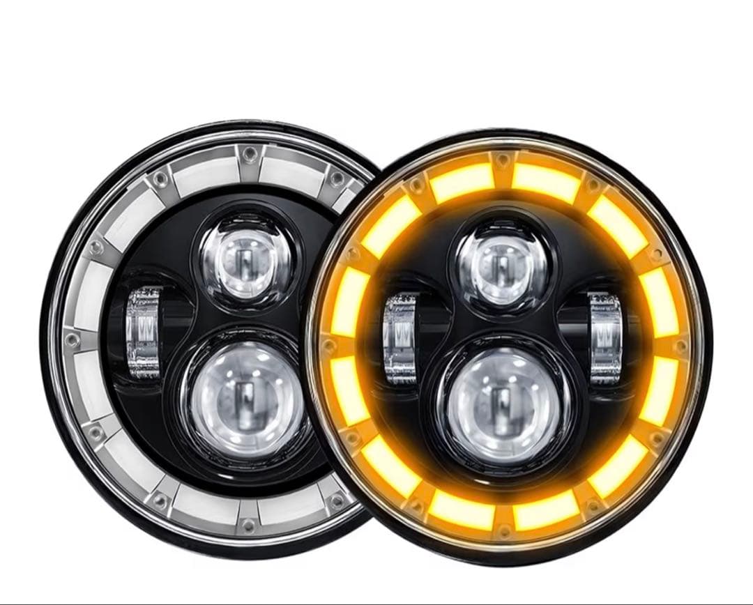 M*n様 7インチ LEDヘッドライト ハイロービームDRL ウィンカー付き、車
