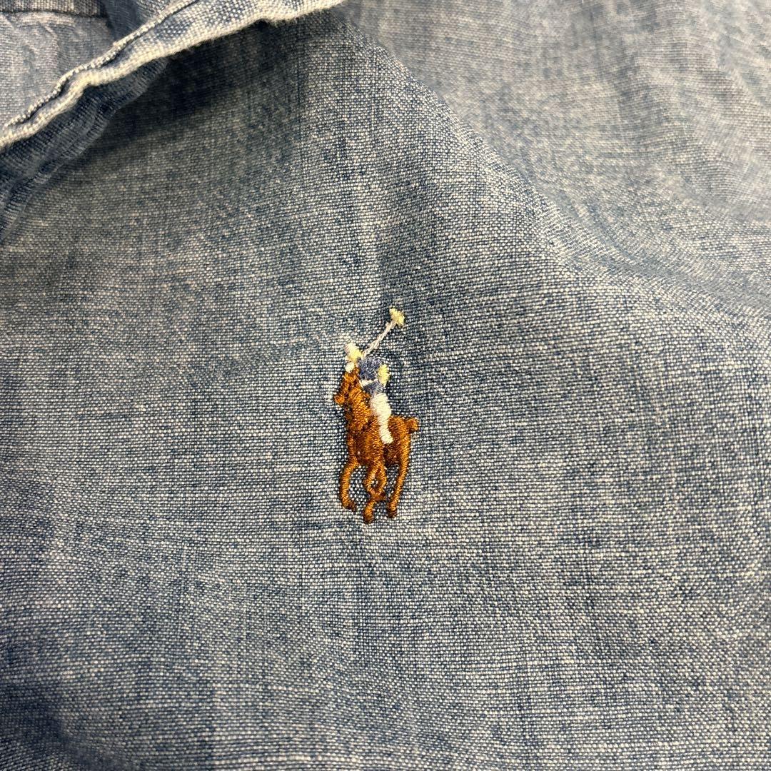 ポロラルフローレン　SLIM FIT マルチポニー刺繍 ダンガリーシャツ　M