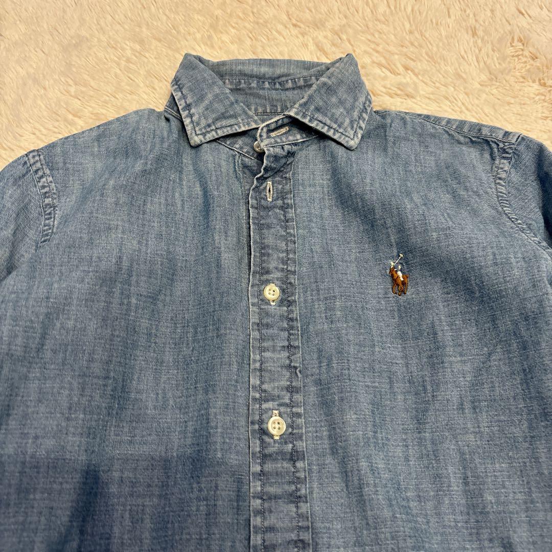 ポロラルフローレン　SLIM FIT マルチポニー刺繍 ダンガリーシャツ　M