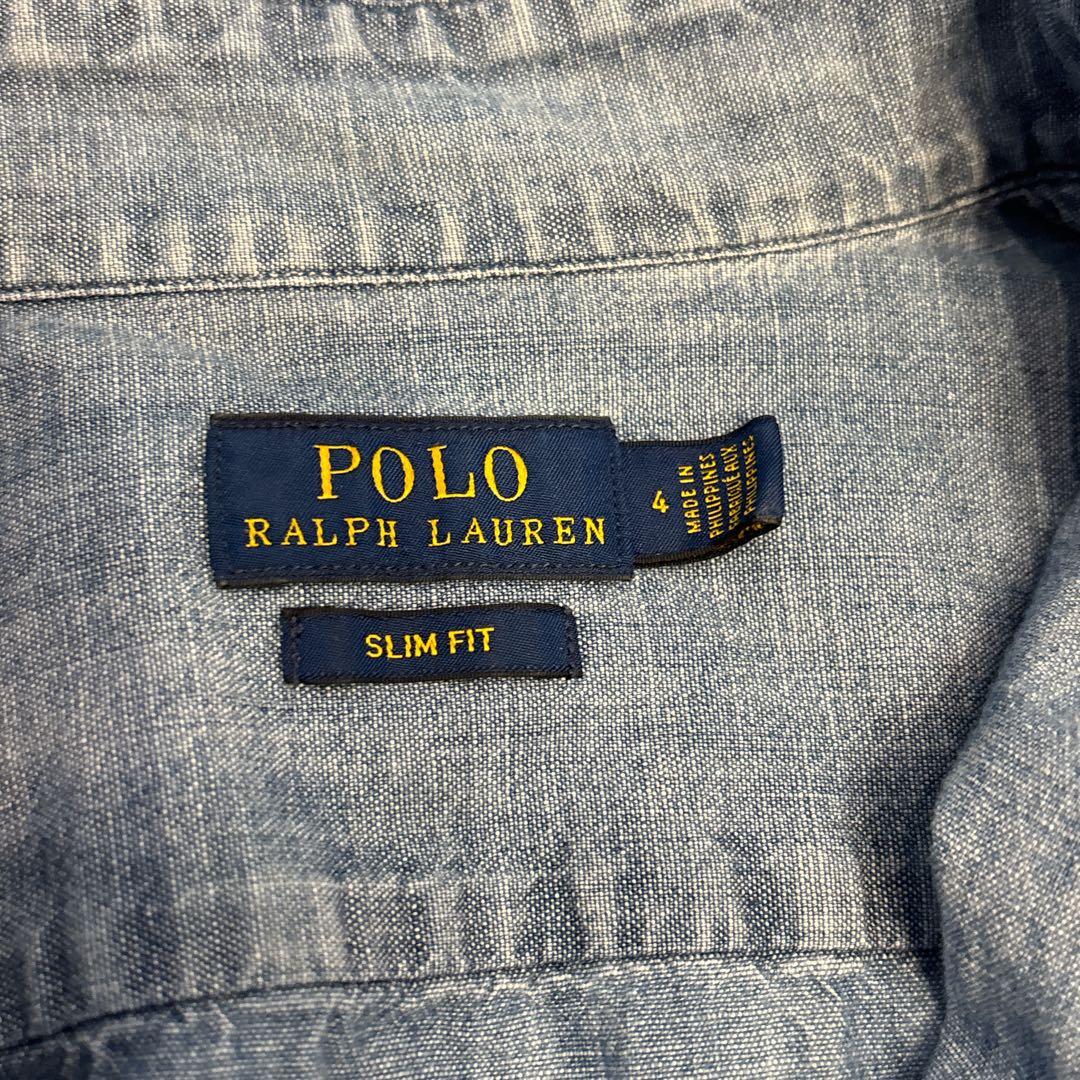 ポロラルフローレン　SLIM FIT マルチポニー刺繍 ダンガリーシャツ　M