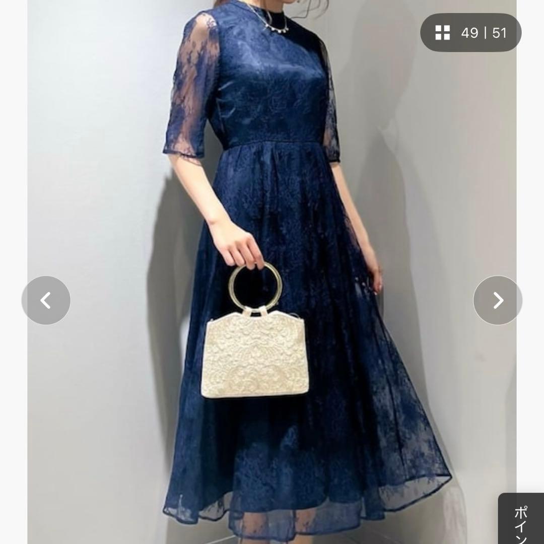 AIMER プチハイネック　5分袖レースパーティードレス　結婚式　オケージョン