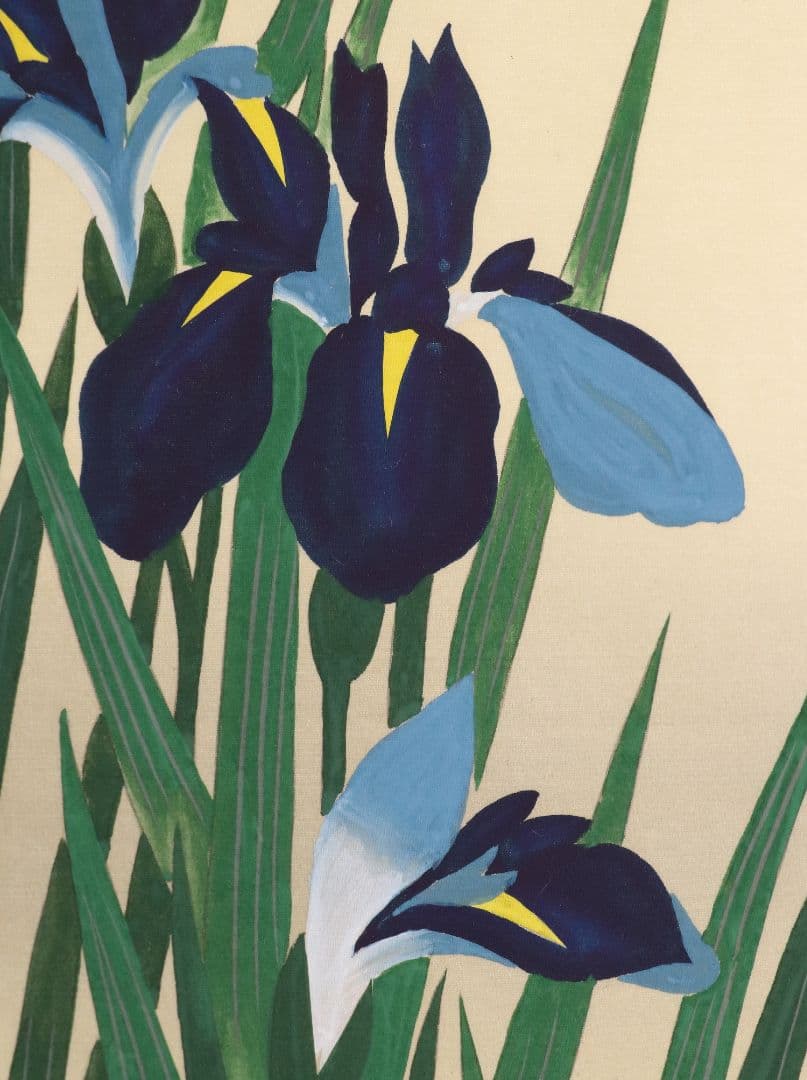 【複製】工芸画 酒井抱一「燕子花に水鶏図」絹本 掛軸 日本画 花鳥 MA449
