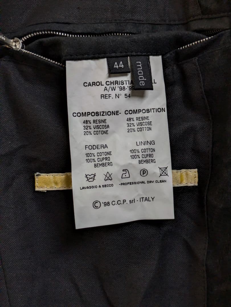 キャロルクリスチャンポエル １９９８ＡＷ　レジンコーティングブルゾン