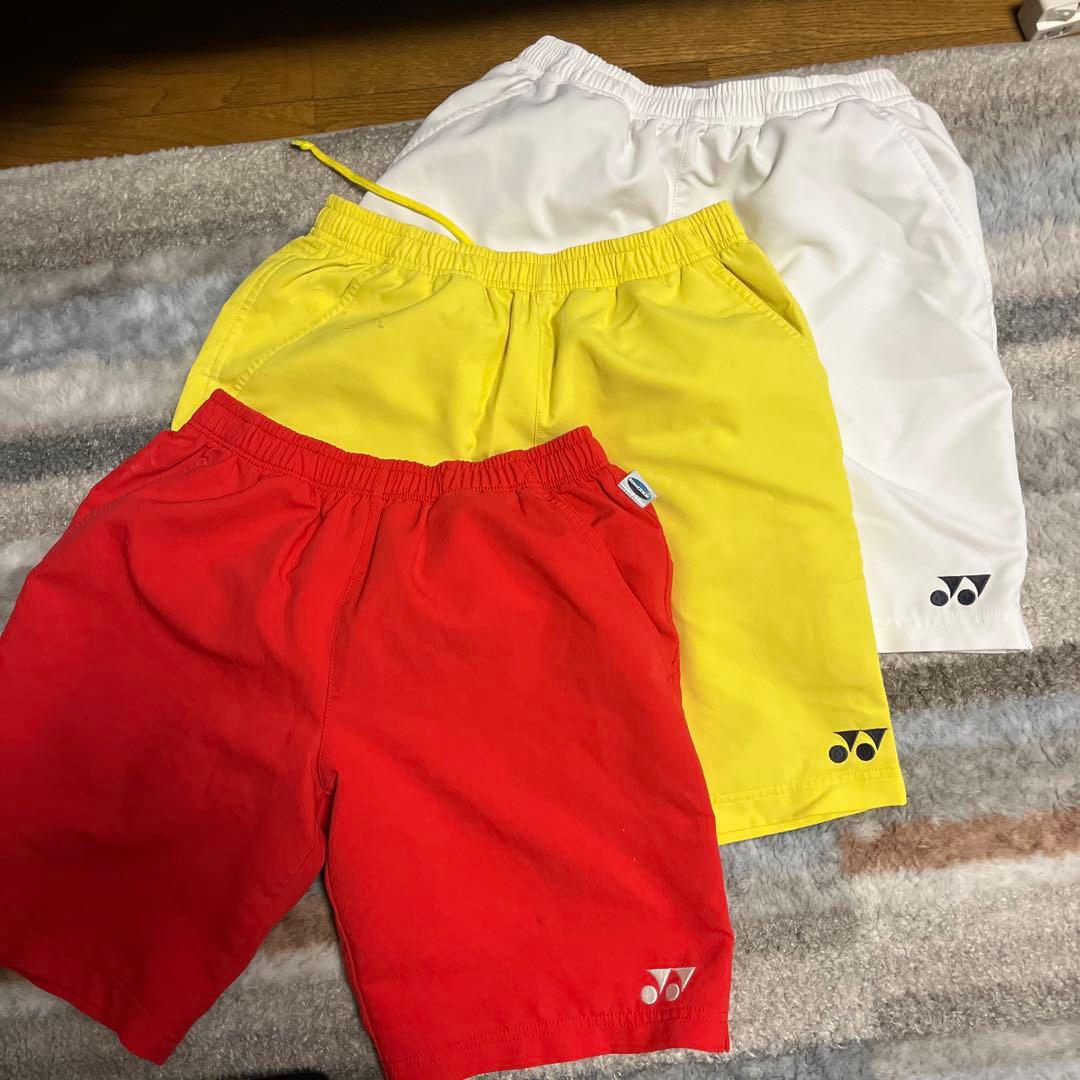 YONEX 赤 白 黄色 3枚セットショートパンツ JP S
