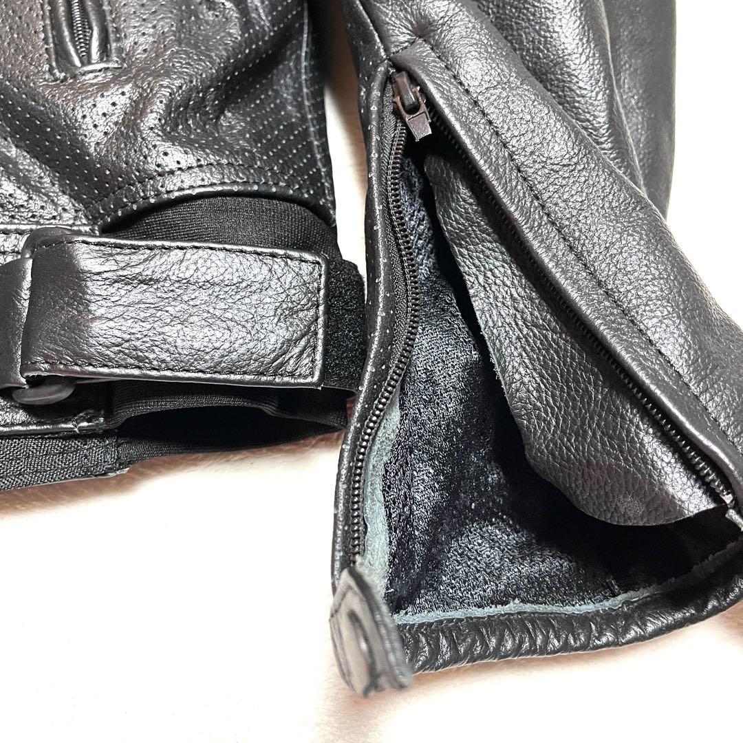 ★美品★ライダースジャケット★パンチングメッシュレザー★XL★黒　ブラック★