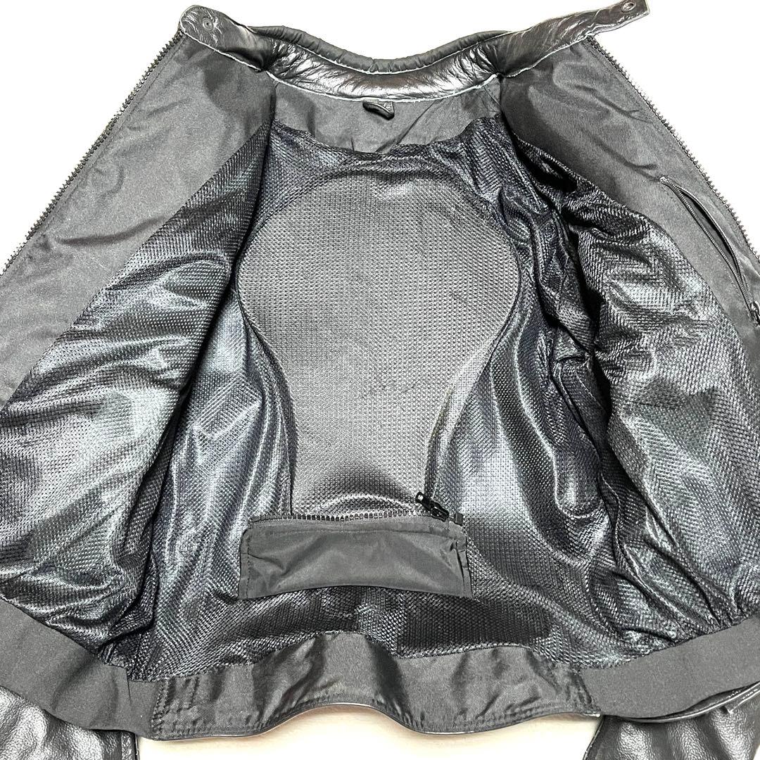 ★美品★ライダースジャケット★パンチングメッシュレザー★XL★黒　ブラック★