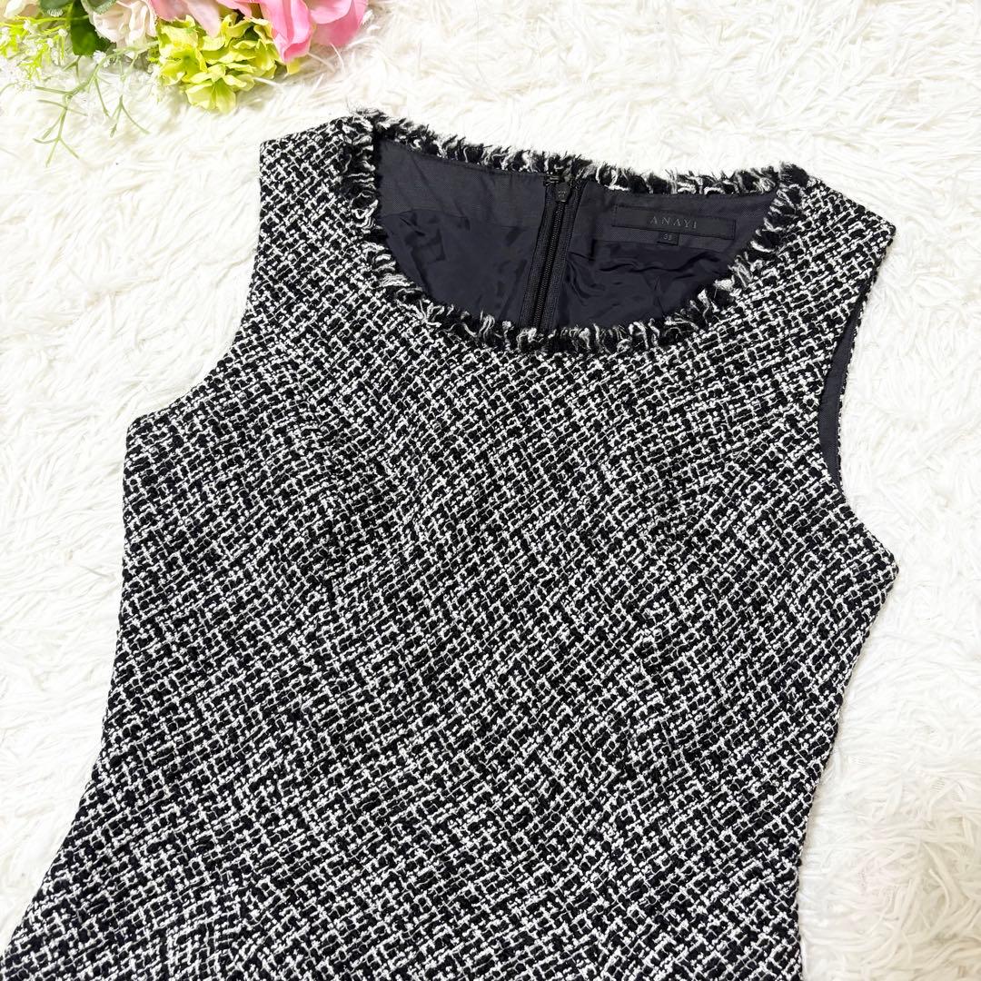 【美品】アナイ　ツイード　ノースリーブ　ワンピース　美シルエット　38