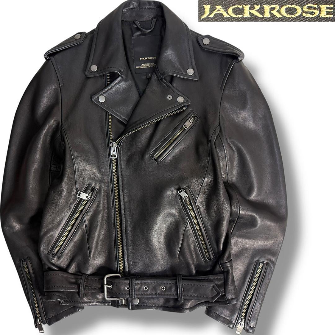 J5076 美品 ジャックローズ ゴートレザーダブルライダースジャケット 黒 4