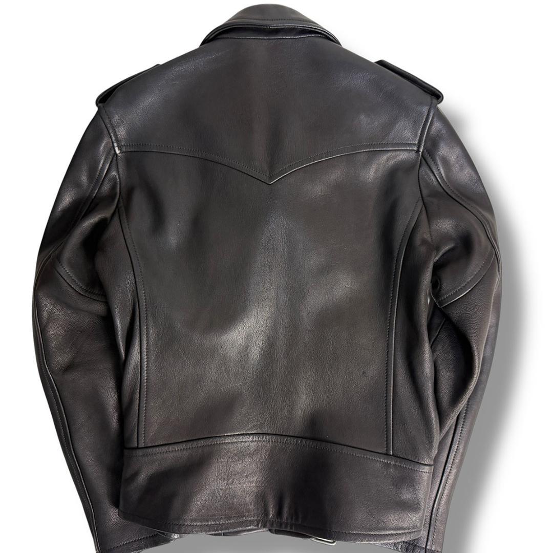 J5076 美品 ジャックローズ ゴートレザーダブルライダースジャケット 黒 4