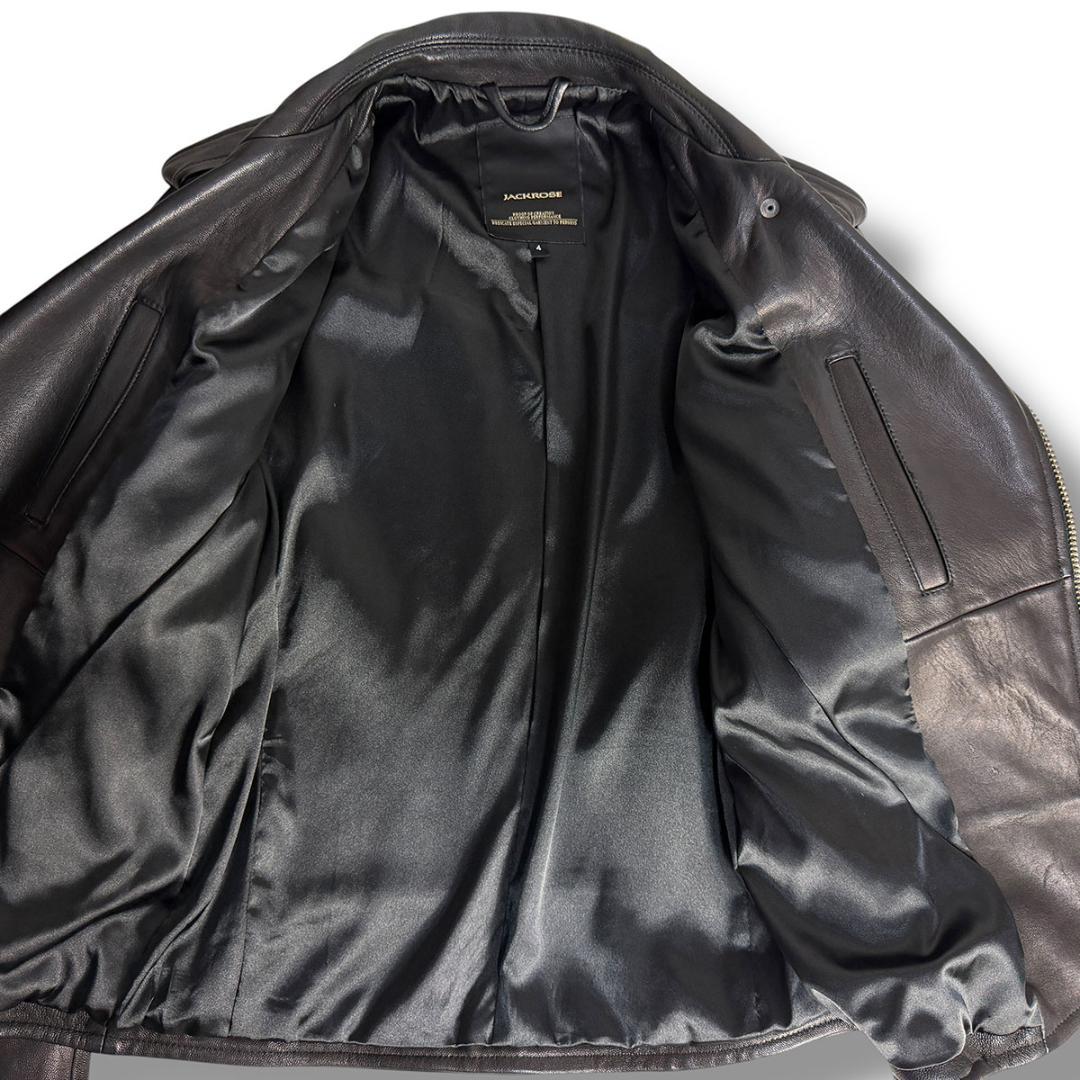 J5076 美品 ジャックローズ ゴートレザーダブルライダースジャケット 黒 4