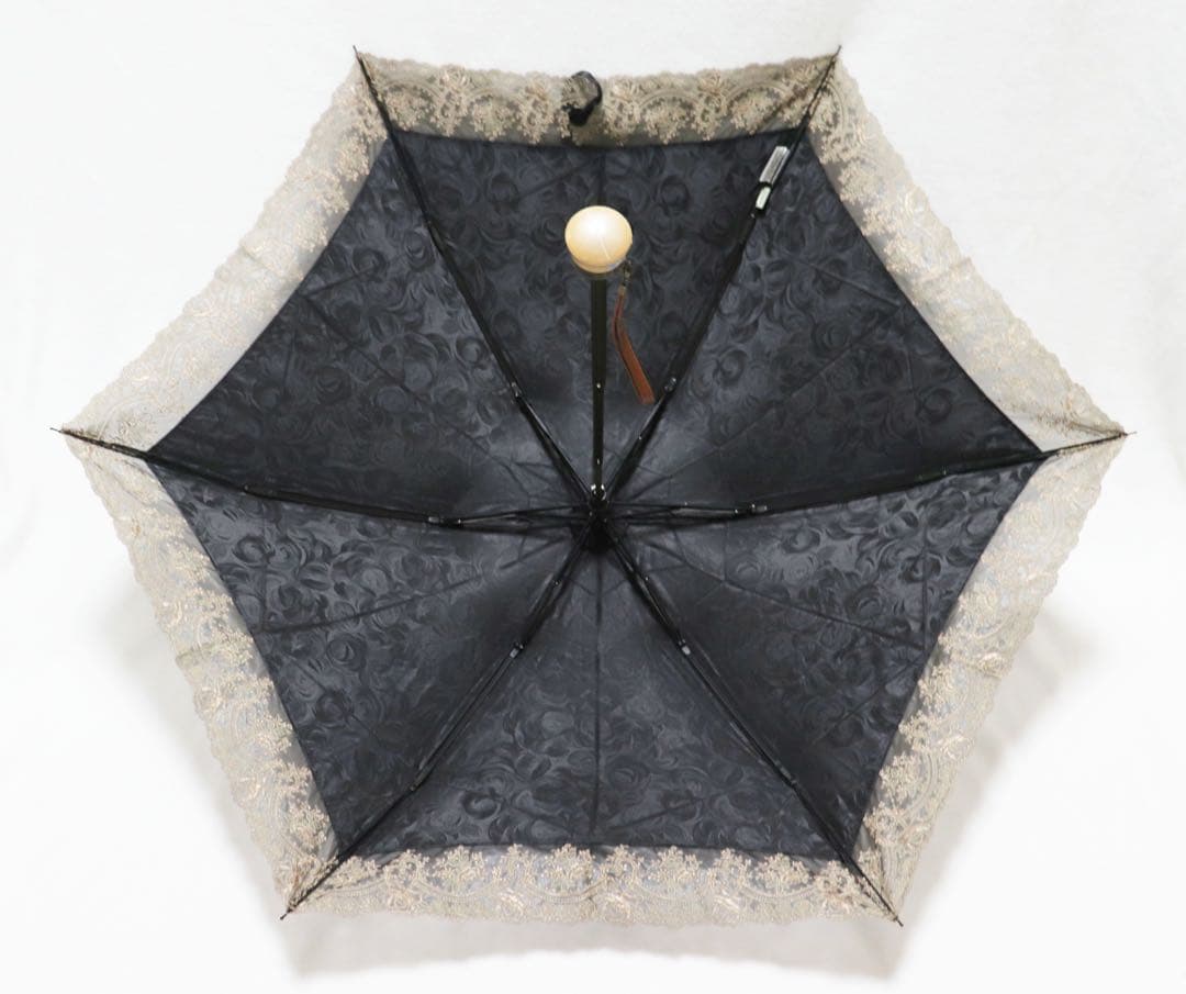 《ボルサリーノ》新品 シルク100% 豪華オーガンジー刺繍 晴雨兼用折りたたみ傘