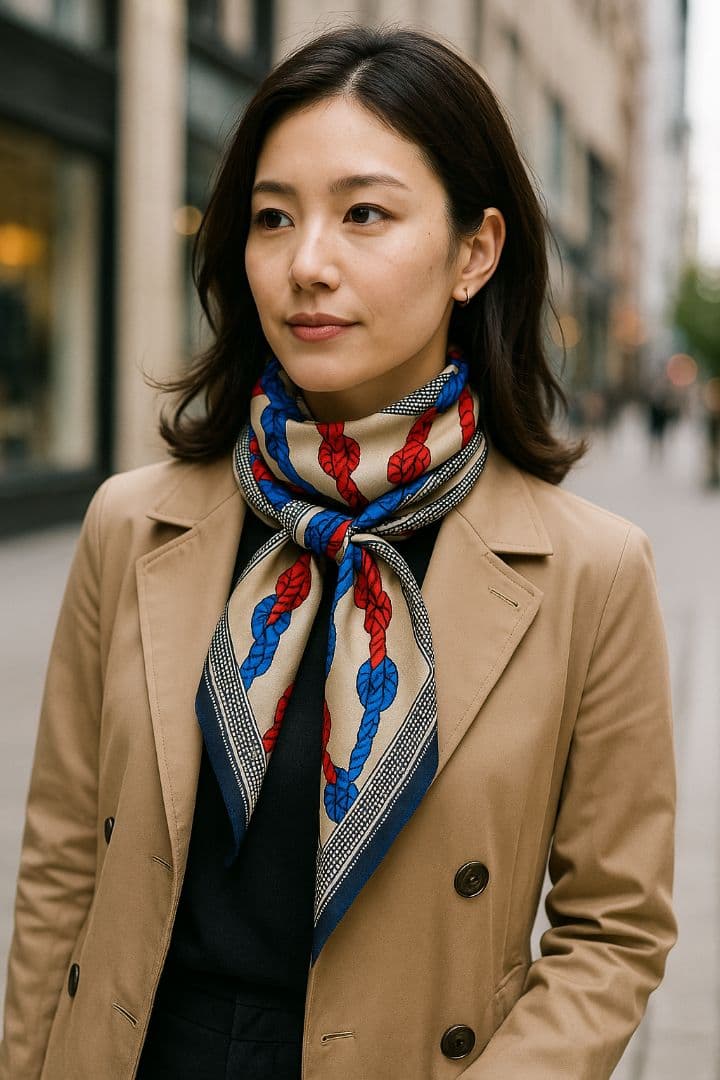 美品 Tiffany＆Co シルクスカーフ 85cm 大判 結び目デザイン