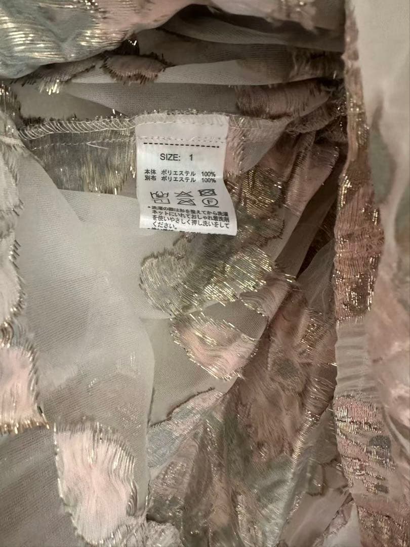 ワンピース poppy Pink gold jacquard cami dress