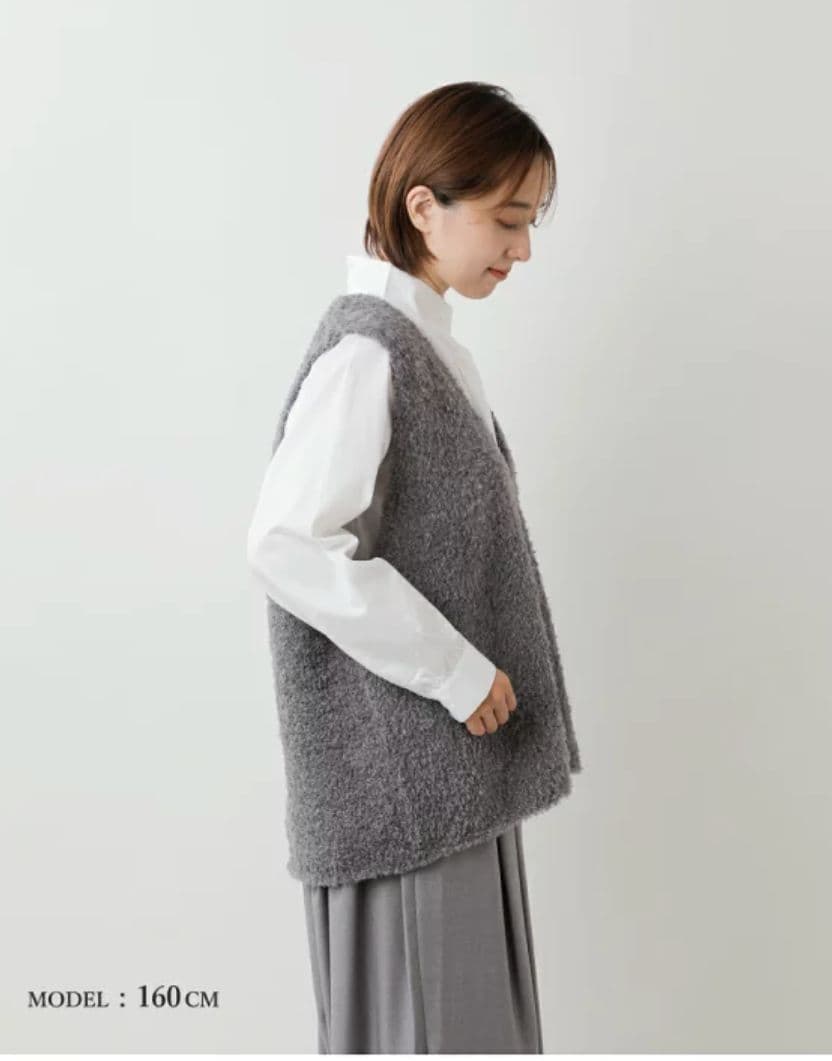 完売2025AW mizuiro ind へアリーVネックベスト